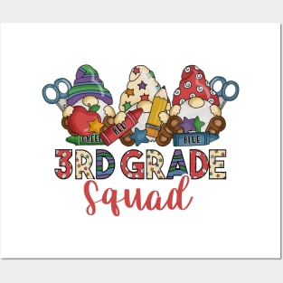Cute Gnomes Funny 3rd Grade Squad Back To School Teacher Gift Posters and Art